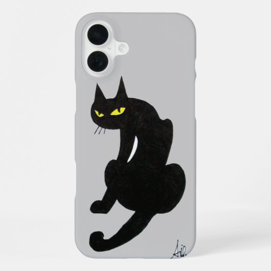 SCHWARZE KATZE grau iPhone Hülle (Rückseite)