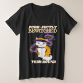 Schwarze Katze Große Größe T-Shirt (Design vorne)