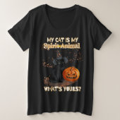 Schwarze Katze Große Größe T-Shirt (Design vorne)