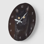 Schwarze Katze Große Wanduhr (Winkel)