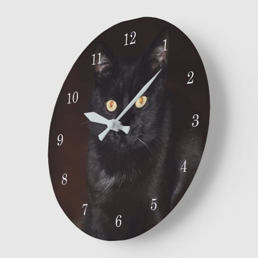 Schwarze Katze Große Wanduhr (Winkel)