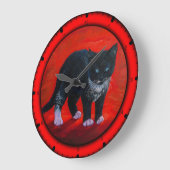 Schwarze Katze Große Wanduhr (Winkel)