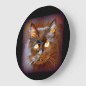 Schwarze Katze Große Wanduhr (Winkel)