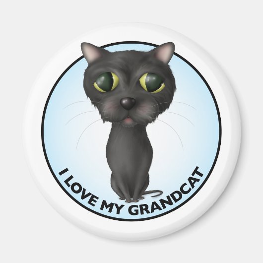 Schwarze Katze - Großkatze Magnet (Vorne)