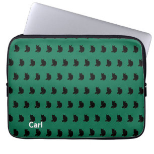 Schwarze Katze (grün) Laptopschutzhülle