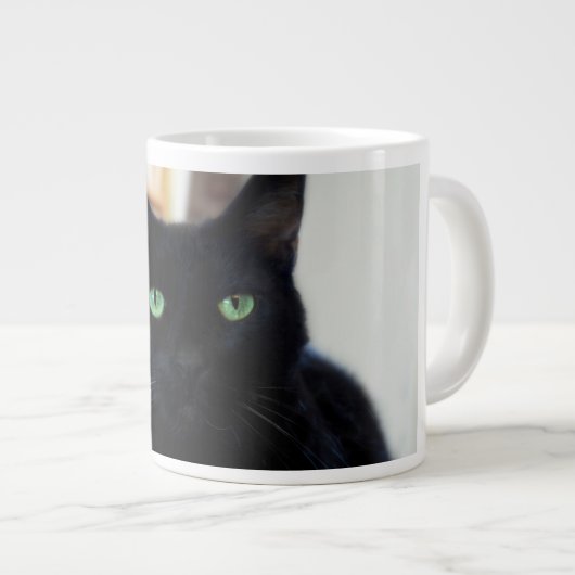 Schwarze Katze - grüne Augen - Tasse (Vorderseite Rechts)