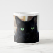 Schwarze Katze - grüne Augen - Tasse (Vorderseite)
