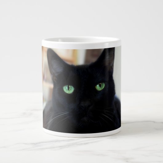 Schwarze Katze - grüne Augen - Tasse (Vorderseite)
