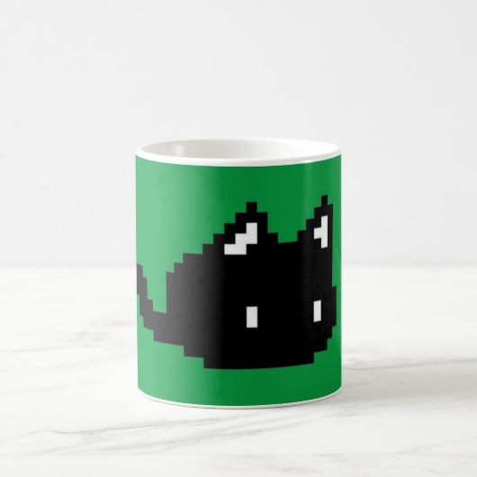 Schwarze Katze Grüne Tasse (Mittel)