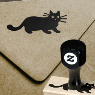 Schwarze Katze Gummistempel