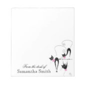 Schwarze Katze gürtelrosa Name PERSONALIZE Notizblock (Vorderseite)