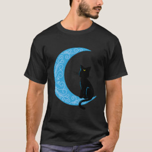 Schwarze Katze Halbmond Sailor Mom T-Shirt