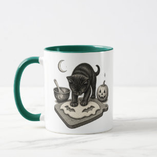 Schwarze Katze Halloween Backen Tasse