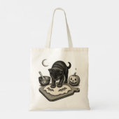Schwarze Katze Halloween Backen Tragetasche (Rückseite)