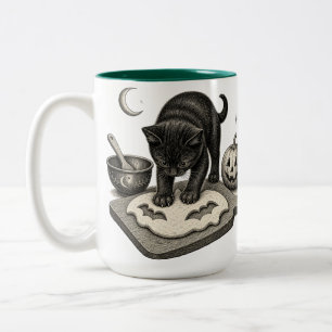 Schwarze Katze Halloween Backen Zweifarbige Tasse