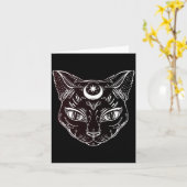 Schwarze Katze Halloween Boho Karte (Gelbe Blume)