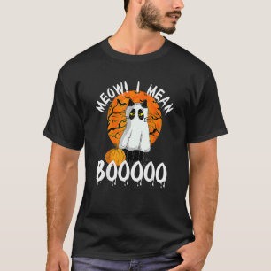 Schwarze Katze Halloween Boo Geister Grusel Kostüm T-Shirt