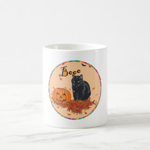 Schwarze Katze Halloween BOO! Kaffeetasse