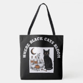 Schwarze Katze Halloween Botanischer Crescent Apot Tasche (Vorderseite)