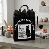 Schwarze Katze Halloween Botanischer Crescent Apot Tasche