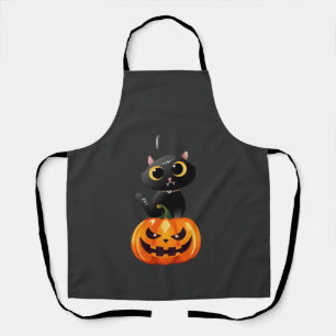 Schwarze Katze Halloween-Design � Gruselige Kürbis Schürze