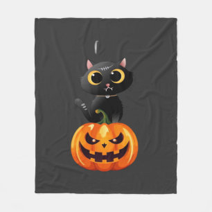 Schwarze Katze Halloween-Design � Spuk-Kürbis-Kuns Fleecedecke
