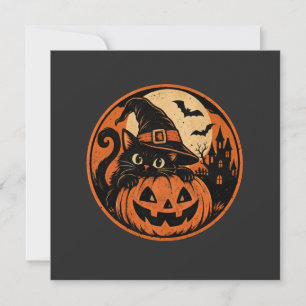 Schwarze Katze Halloween Einladung