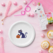 Schwarze Katze Halloween-Figur Pappteller (Party)