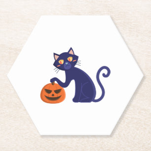 Schwarze Katze Halloween-Figur Untersetzer