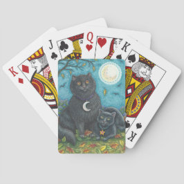 SCHWARZE KATZE HALLOWEEN FOLK KUNSTKARTEN SPIELKARTEN