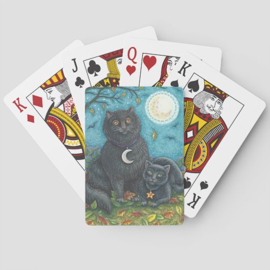 SCHWARZE KATZE HALLOWEEN FOLK KUNSTKARTEN SPIELKARTEN (Rückseite)