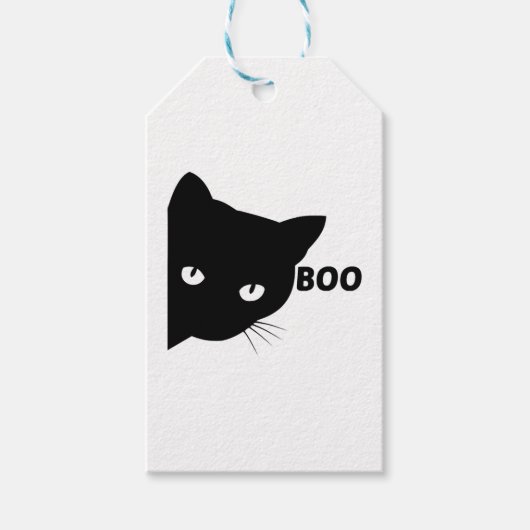Schwarze Katze, Halloween-Geschenkkatzen Geschenkanhänger (Vorderseite)