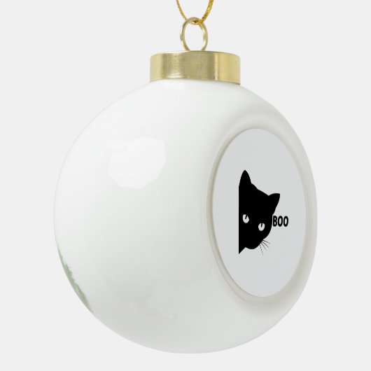 Schwarze Katze, Halloween-Geschenkkatzen Keramik Kugel-Ornament (Links)