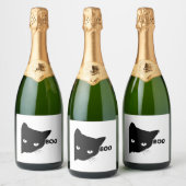 Schwarze Katze, Halloween-Geschenkkatzen Schaumweinetikett (Flaschen)