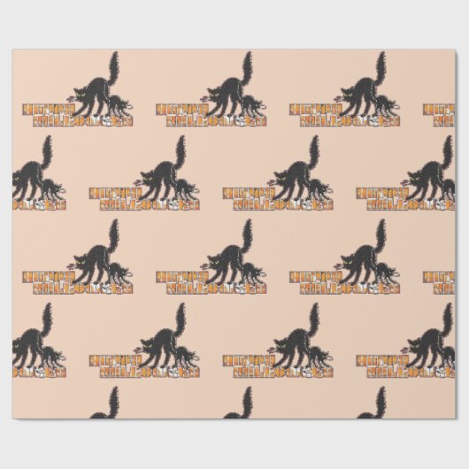 Schwarze Katze Halloween Geschenkpapier (Flach)