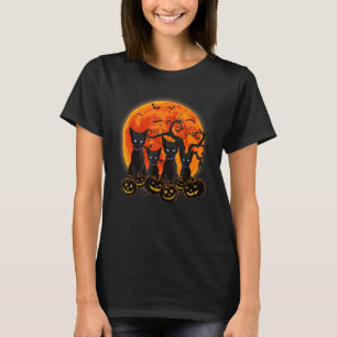 Schwarze Katze Halloween Gruselpumpkins Mond Schwa T-Shirt