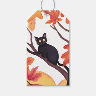 Schwarze Katze Halloween Herbst Geschenkanhänger