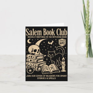 Schwarze Katze Halloween Hexe Buchclub Design Karte