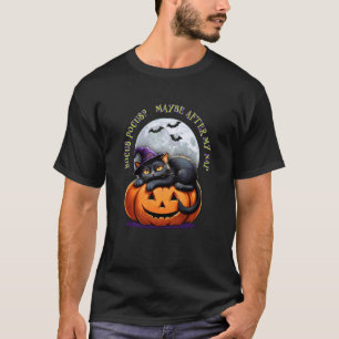 Schwarze Katze Halloween Hokuspokus Lustiger Kürbi T-Shirt