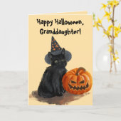 SCHWARZE KATZE HALLOWEEN KARTE FÜR GRANDAUGHTER (Gelbe Blume)
