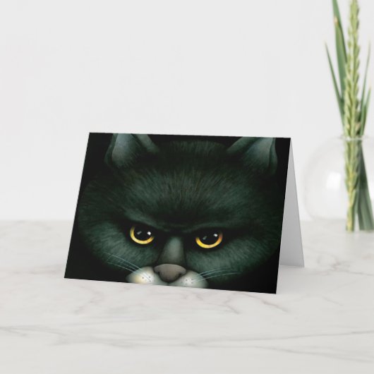 Schwarze Katze - Halloween-Karte Karte (Vorderseite)