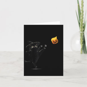 Schwarze Katze Halloween-Katze Hexen-Doodle Karte