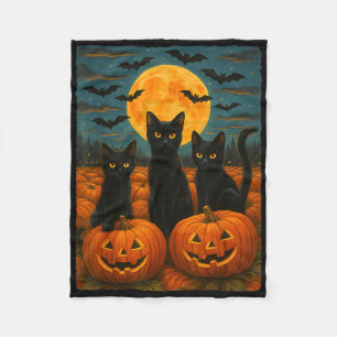 Schwarze Katze Halloween Katzenliebhaber Sternenhi Fleecedecke