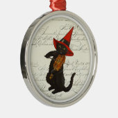 Schwarze Katze Halloween Keramik Ornament Aus Metall (Rechts)