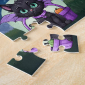 Schwarze Katze Halloween-Kinderrätsel Puzzle (Seite)