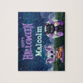 Schwarze Katze Halloween-Kinderrätsel Puzzle (Vertikal)