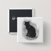Schwarze Katze Halloween Knopf Button (Vorne & Hinten)