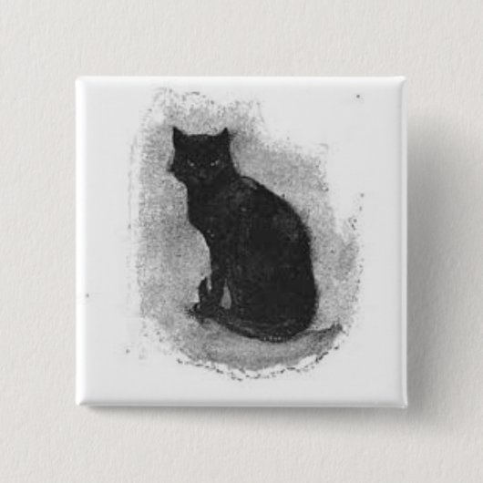 Schwarze Katze Halloween Knopf Button (Vorderseite)