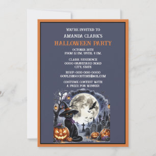 Schwarze Katze Halloween-Kostenüm Party Einladung