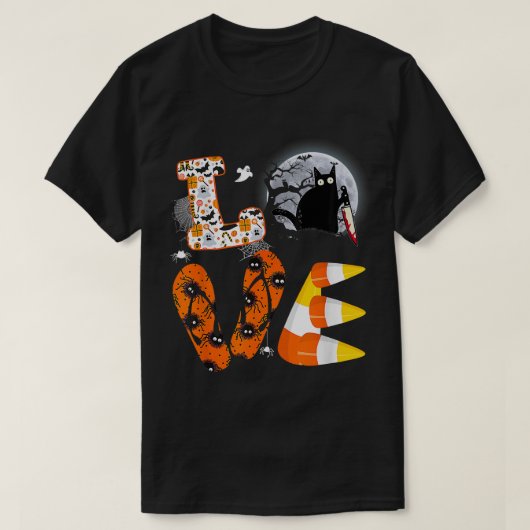 Schwarze Katze halloween Kostümmesser niedlicher K T-Shirt (Design vorne)